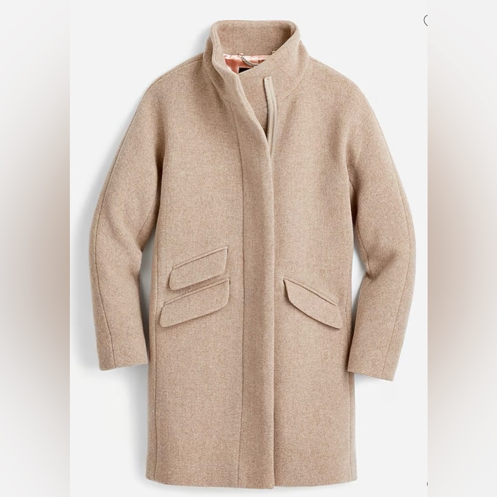 J. Crew Cocoon coat in Italian stadium-cloth wool in Sandstone